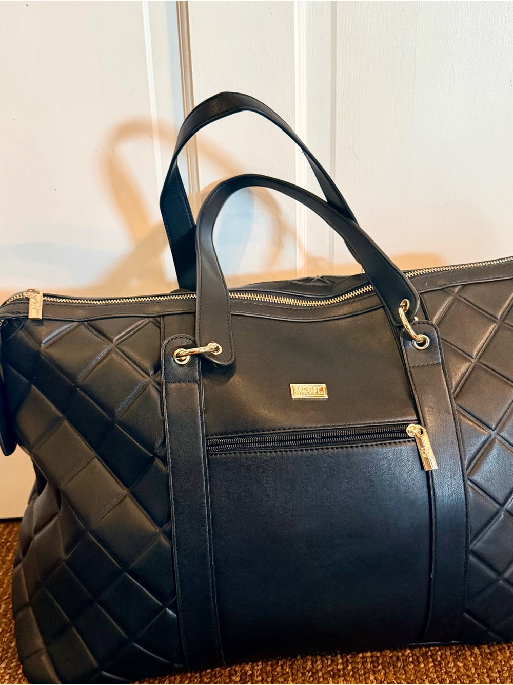 Badgley Mischka Quilted Travel Tote Weekender Bag